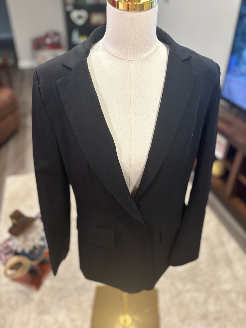 Cicy Bell Black Blazer Jacket Women’s Large Open Front Career Office Minimalist